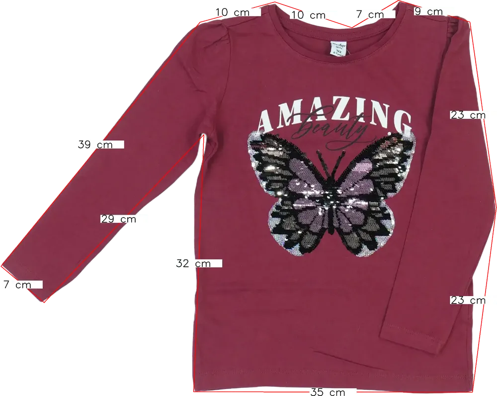 Bordó DopoDopo Hosszú ujjú felső EU 122 / UK 7 év / US 7 év/M