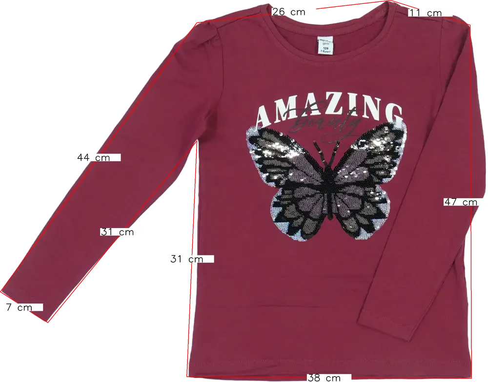 Bordó DopoDopo Hosszú ujjú felső EU 128 / UK 8 év / US 8 év/M