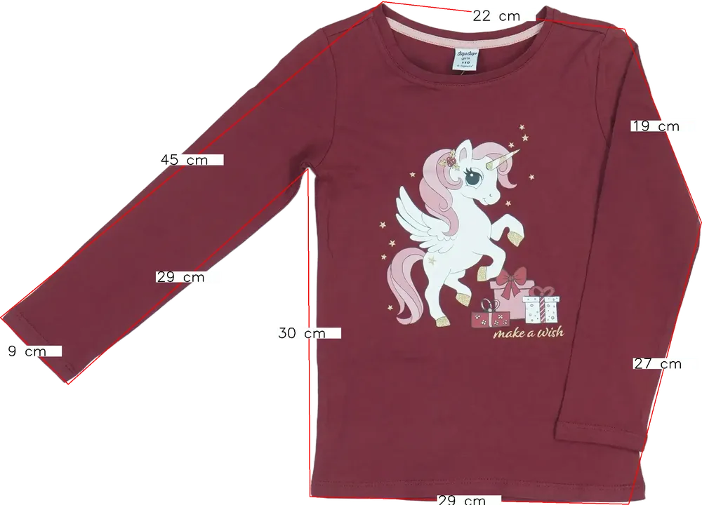 Bordó DopoDopo Hosszú ujjú felső EU 110 / UK 5 év / US 5 év/XS