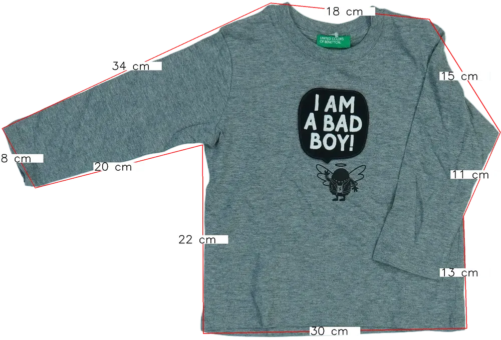 Szürke Benetton Hosszú ujjú felső EU 86 / UK 12-18 hónap / US 18 hónap