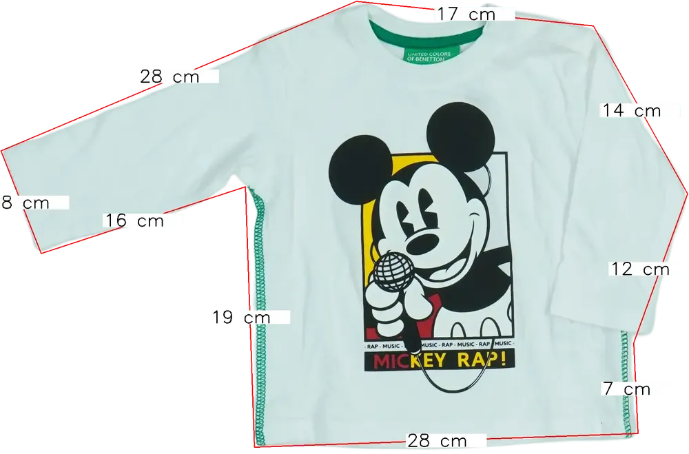 Fehér Benetton Hosszú ujjú felső EU 68 / UK 3-6 hónap / US 3-6 hónap