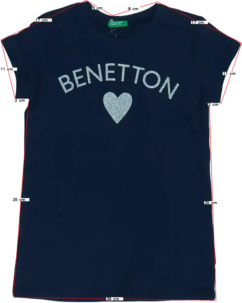 Kék Benetton Póló EU 128 / UK 8 év / US 8 év/M