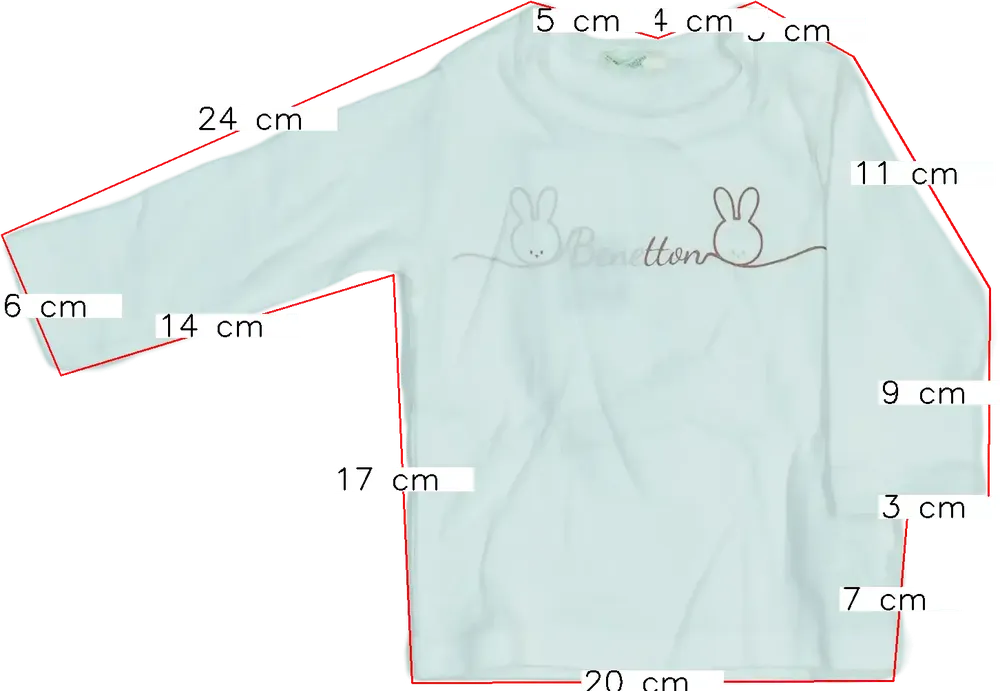 Fehér Benetton Hosszú ujjú felső EU 62 / UK 0-3 hónap / US 0-3 hónap