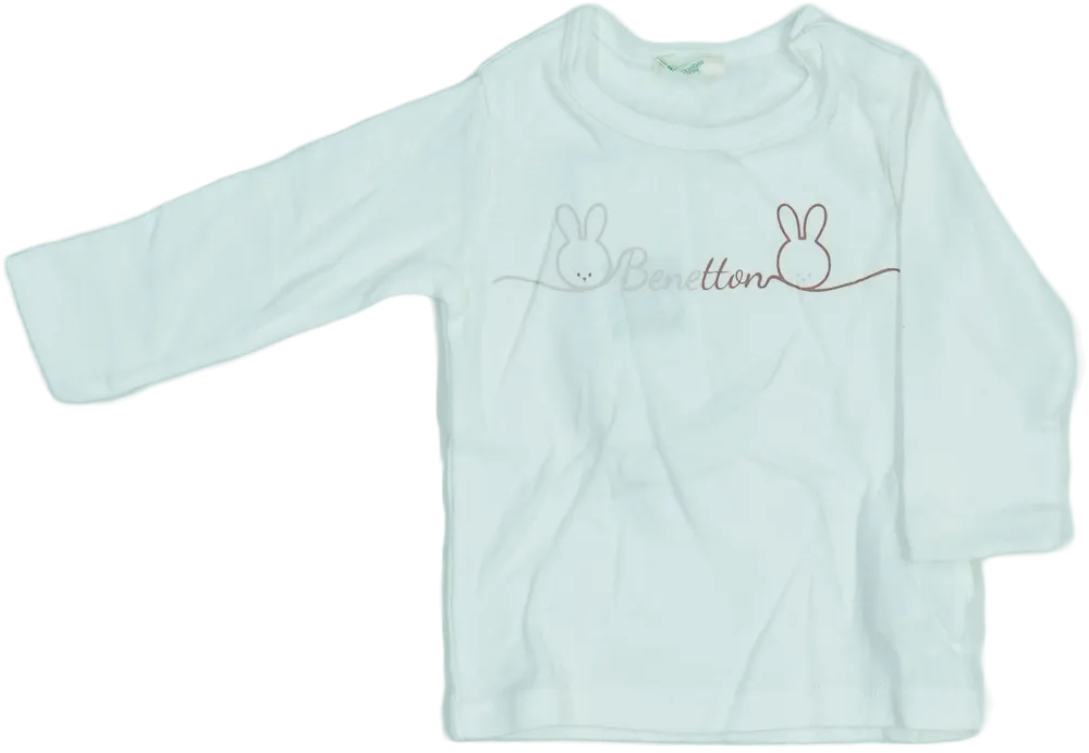 Fehér Benetton Hosszú ujjú felső EU 62 / UK 0-3 hónap / US 0-3 hónap