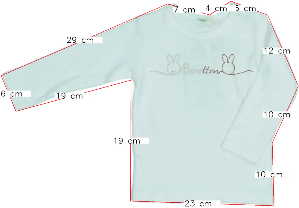 Fehér Benetton Hosszú ujjú felső EU 74 / UK 6-9 hónap / US 6-9 hónap