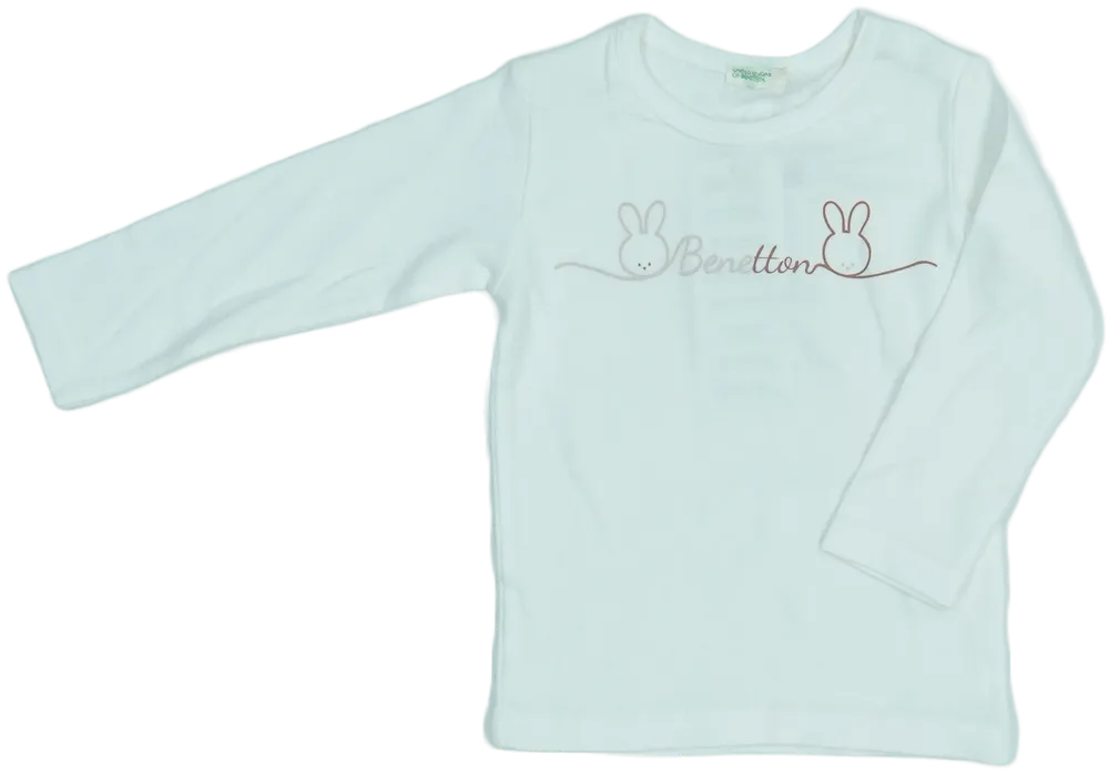 Fehér Benetton Hosszú ujjú felső EU 74 / UK 6-9 hónap / US 6-9 hónap