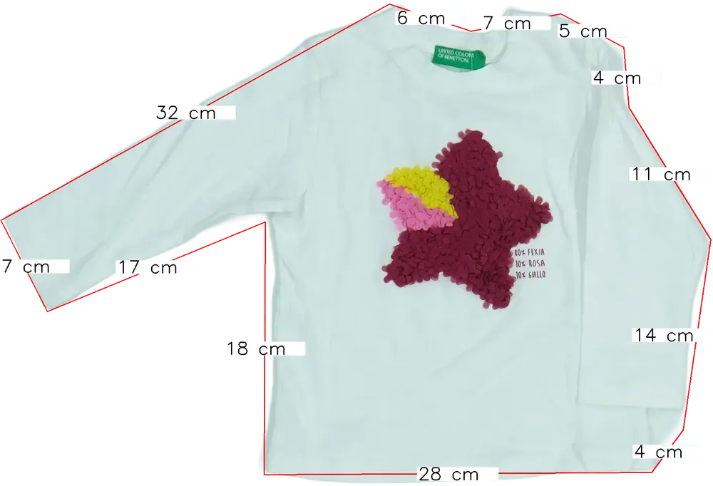 Fehér Benetton Hosszú ujjú felső EU 80 / UK 9-12 hónap / US 12 hónap