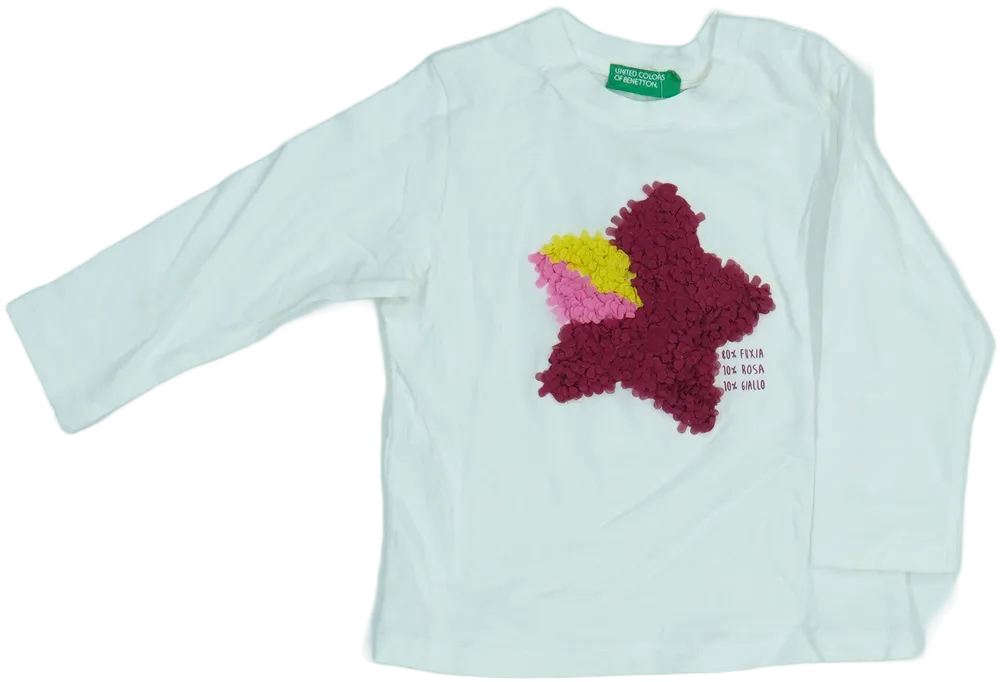 Fehér Benetton Hosszú ujjú felső EU 80 / UK 9-12 hónap / US 12 hónap