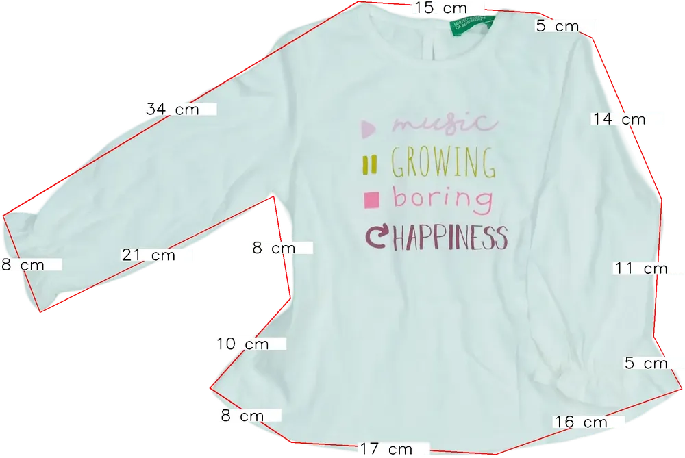 Fehér Benetton Hosszú ujjú felső EU 86 / UK 12-18 hónap / US 18 hónap