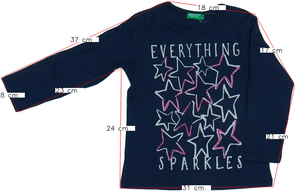 Kék Benetton Hosszú ujjú felső EU 86 / UK 12-18 hónap / US 18 hónap