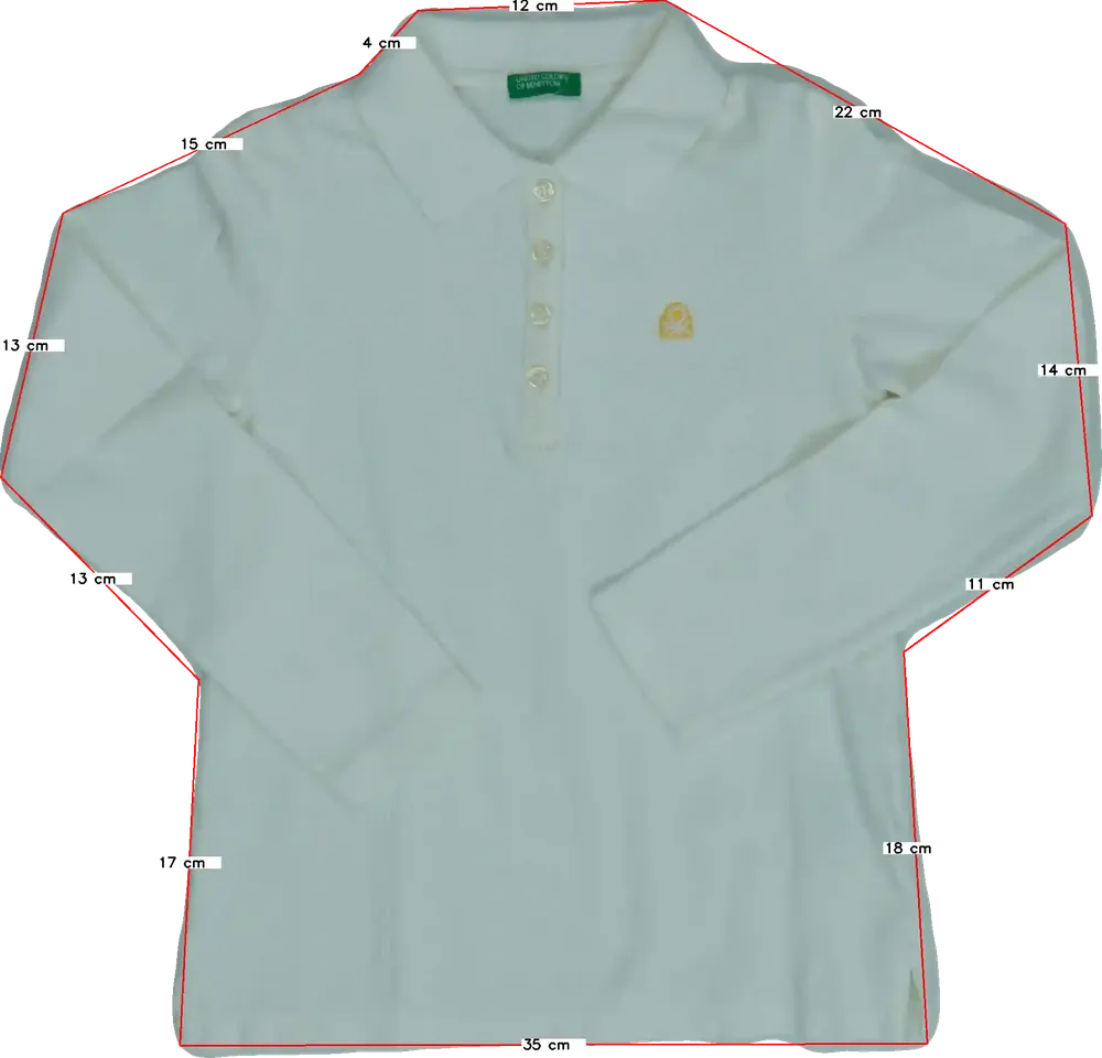 Fehér Benetton Galléros póló EU 122 / UK 7 év / US 7 év/M
