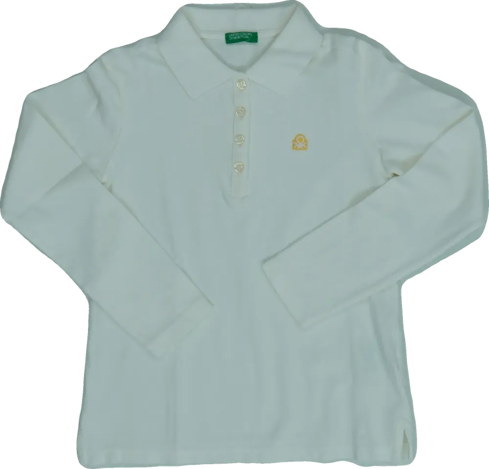 Fehér Benetton Galléros póló EU 122 / UK 7 év / US 7 év/M