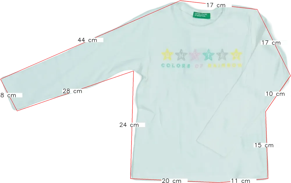 Fehér Benetton Hosszú ujjú felső EU 98 / UK 3 év / US 3T