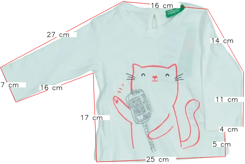 Fehér Benetton Hosszú ujjú felső EU 68 / UK 3-6 hónap / US 3-6 hónap