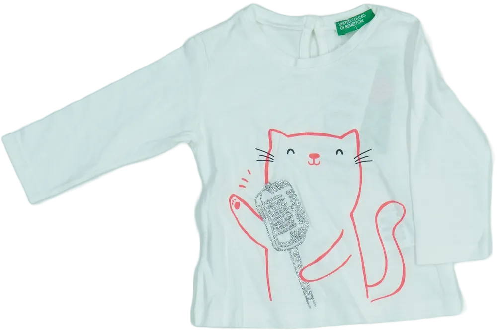 Fehér Benetton Hosszú ujjú felső EU 68 / UK 3-6 hónap / US 3-6 hónap