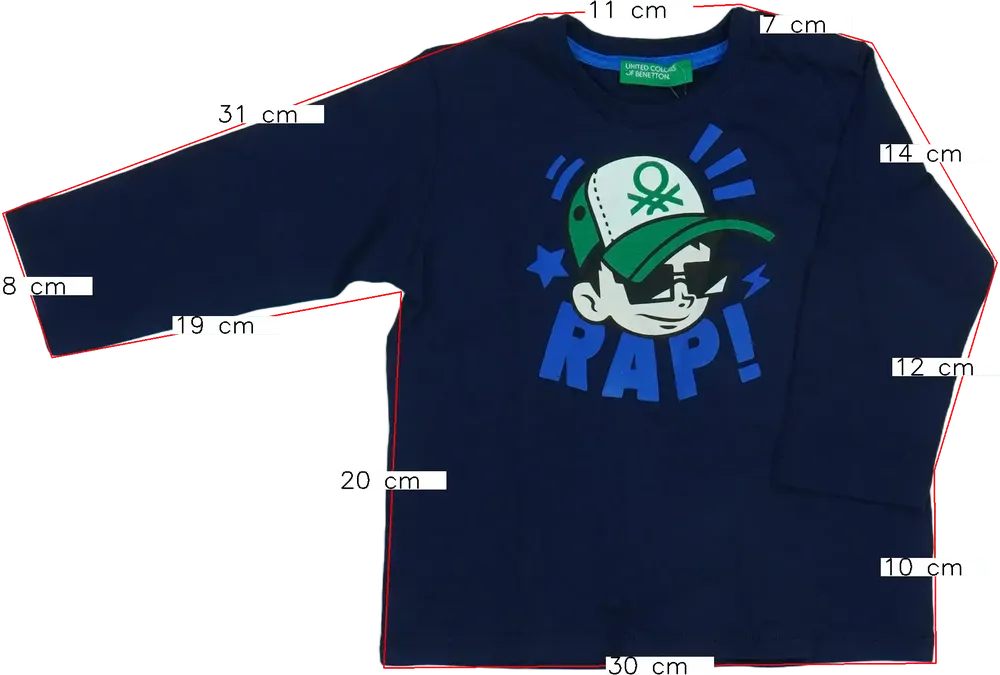 Kék Benetton Hosszú ujjú felső EU 80 / UK 9-12 hónap / US 12 hónap