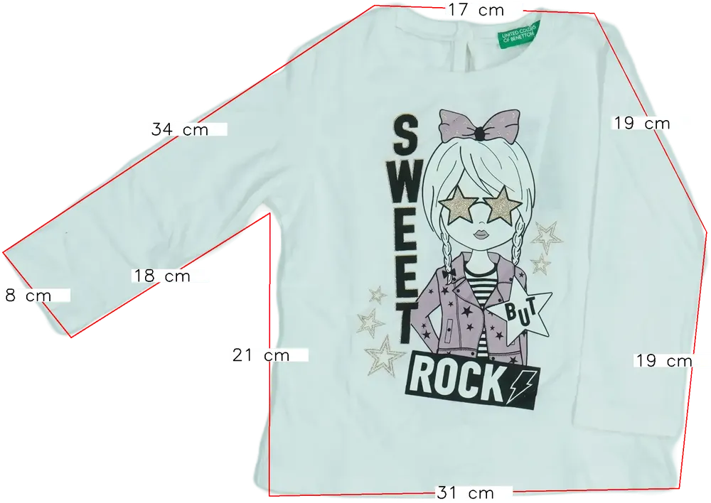 Fehér Benetton Hosszú ujjú felső EU 86 / UK 12-18 hónap / US 18 hónap