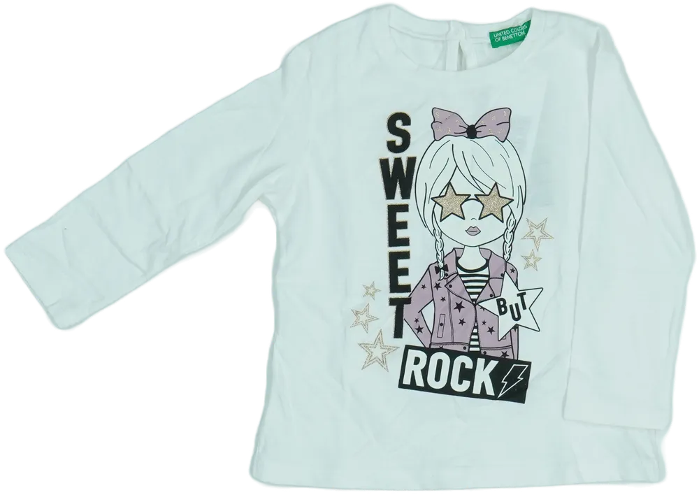 Fehér Benetton Hosszú ujjú felső EU 86 / UK 12-18 hónap / US 18 hónap