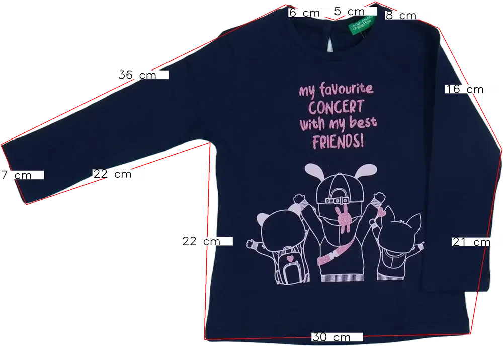 Kék Benetton Hosszú ujjú felső EU 86 / UK 12-18 hónap / US 18 hónap