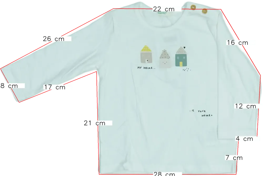 Fehér Benetton Hosszú ujjú felső EU 80 / UK 9-12 hónap / US 12 hónap