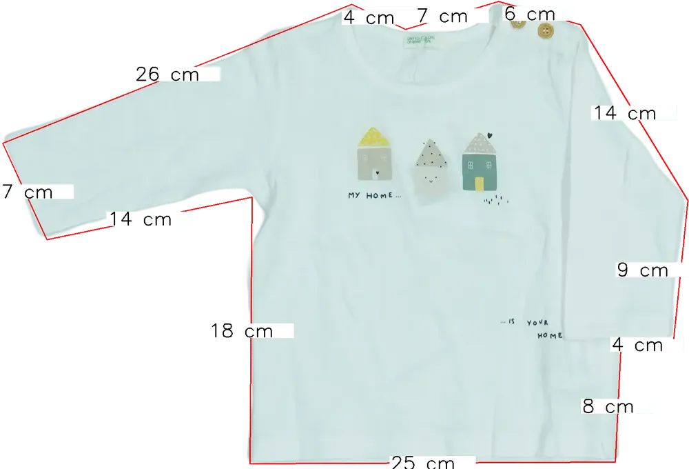 Fehér Benetton Hosszú ujjú felső EU 68 / UK 3-6 hónap / US 3-6 hónap