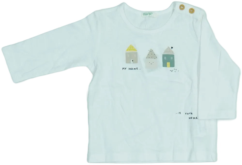 Fehér Benetton Hosszú ujjú felső EU 68 / UK 3-6 hónap / US 3-6 hónap