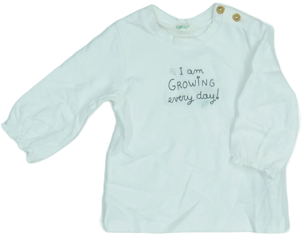 Fehér Benetton Hosszú ujjú felső EU 68 / UK 3-6 hónap / US 3-6 hónap