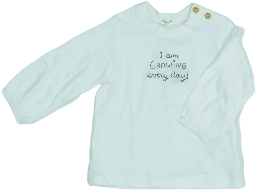 Fehér Benetton Hosszú ujjú felső EU 74 / UK 6-9 hónap / US 6-9 hónap