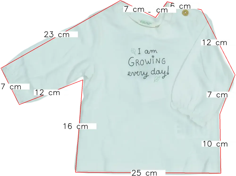 Fehér Benetton Hosszú ujjú felső EU 62 / UK 0-3 hónap / US 0-3 hónap