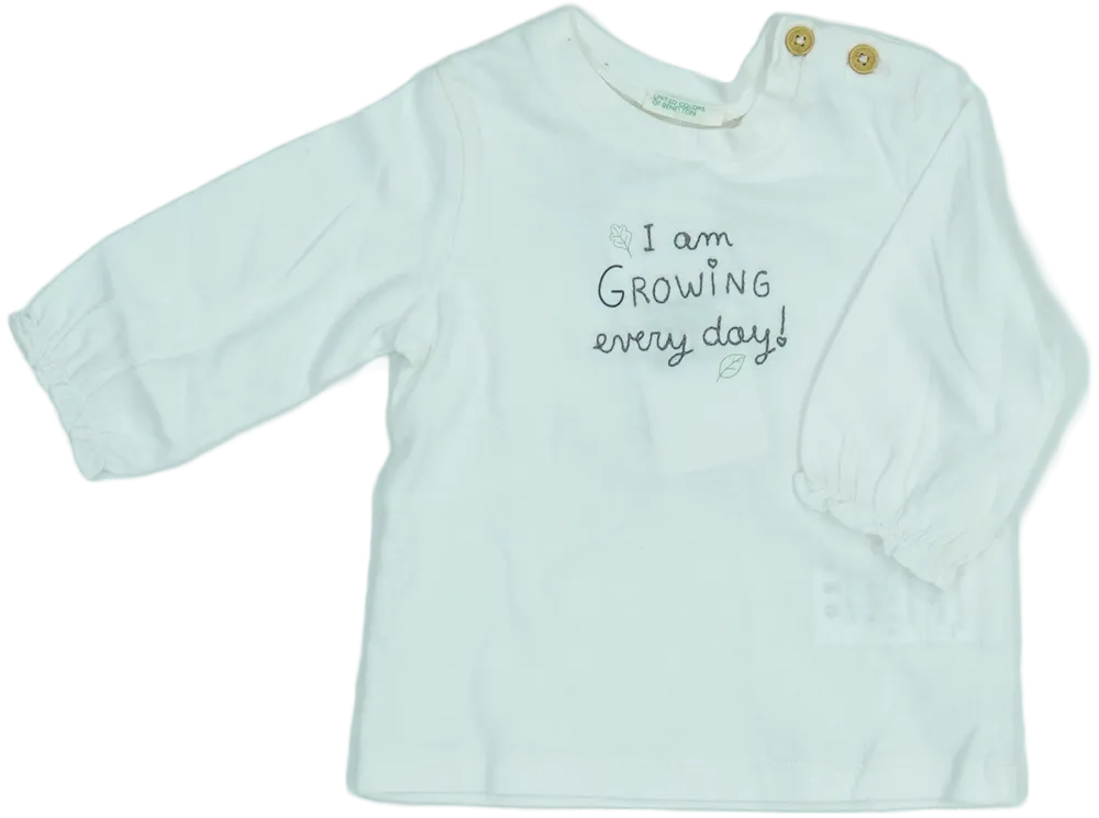 Fehér Benetton Hosszú ujjú felső EU 62 / UK 0-3 hónap / US 0-3 hónap