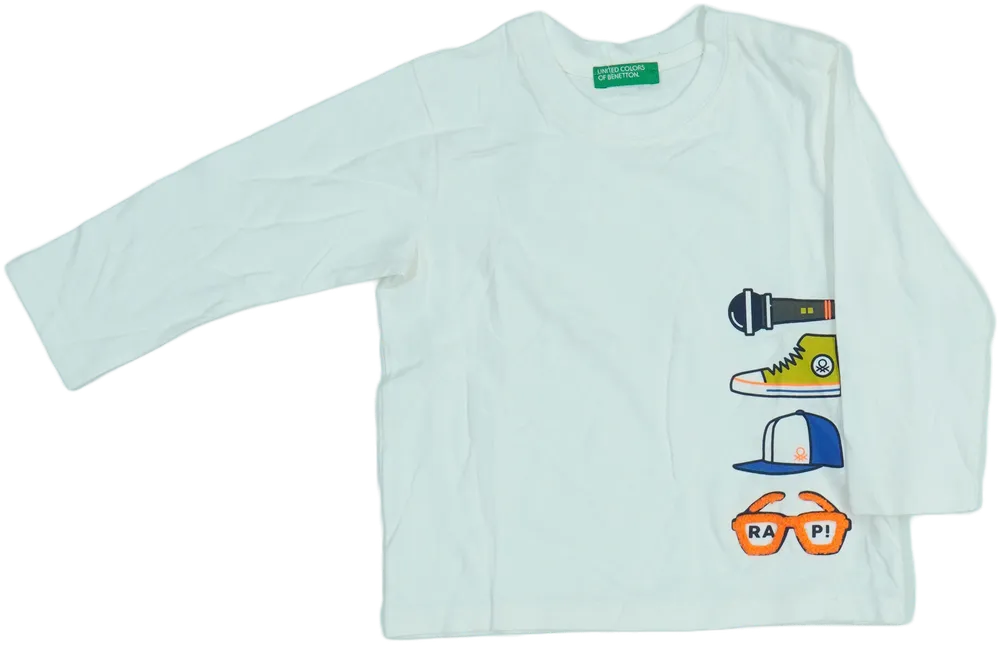 Fehér Benetton Hosszú ujjú felső EU 86 / UK 12-18 hónap / US 18 hónap