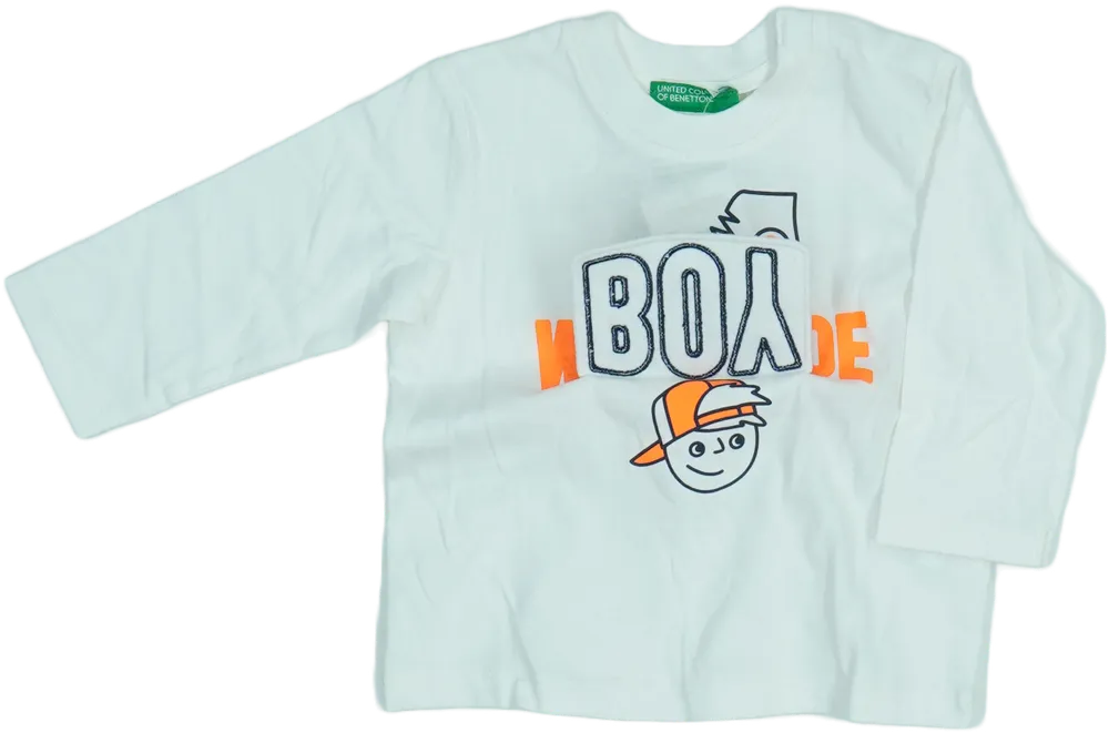 Fehér Benetton Hosszú ujjú felső EU 68 / UK 3-6 hónap / US 3-6 hónap