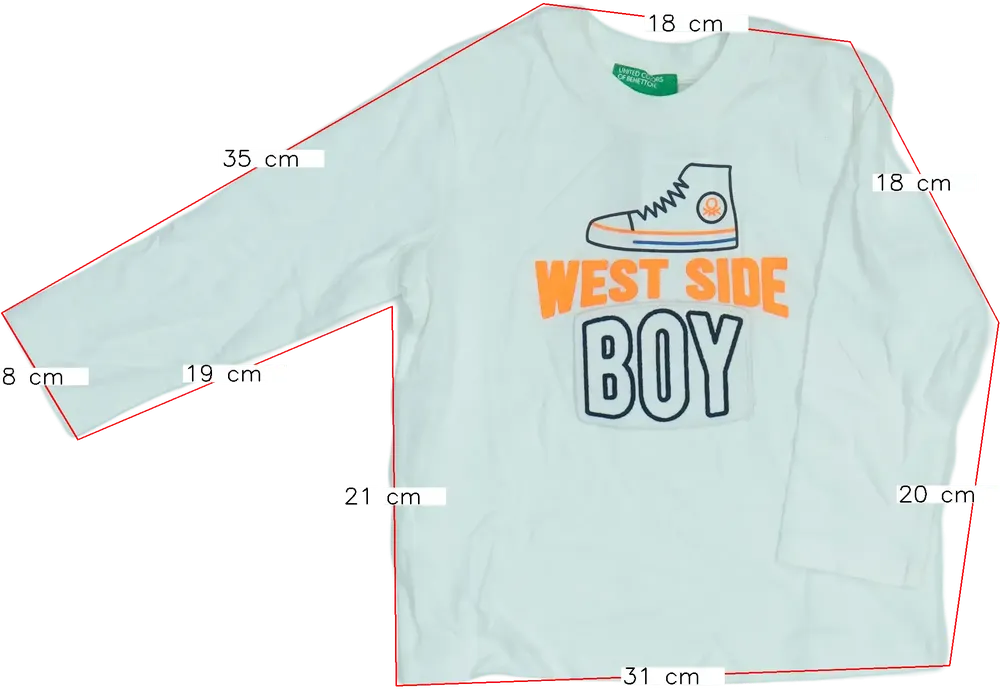 Fehér Benetton Hosszú ujjú felső EU 86 / UK 12-18 hónap / US 18 hónap