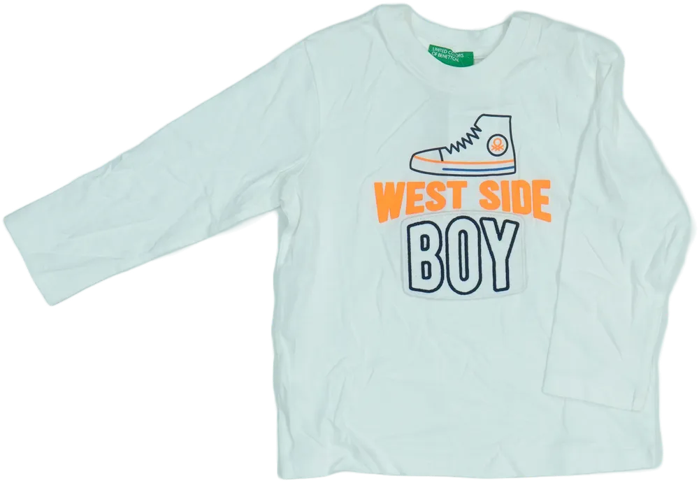 Fehér Benetton Hosszú ujjú felső EU 86 / UK 12-18 hónap / US 18 hónap