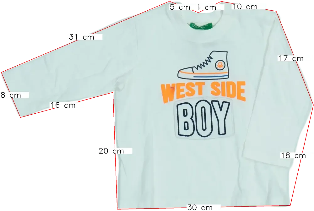 Fehér Benetton Hosszú ujjú felső EU 80 / UK 9-12 hónap / US 12 hónap