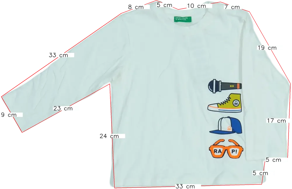 Fehér Benetton Hosszú ujjú felső EU 98 / UK 3 év / US 3T