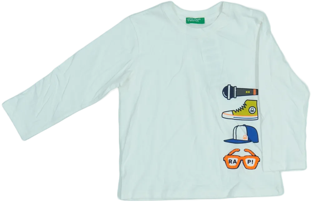 Fehér Benetton Hosszú ujjú felső EU 98 / UK 3 év / US 3T