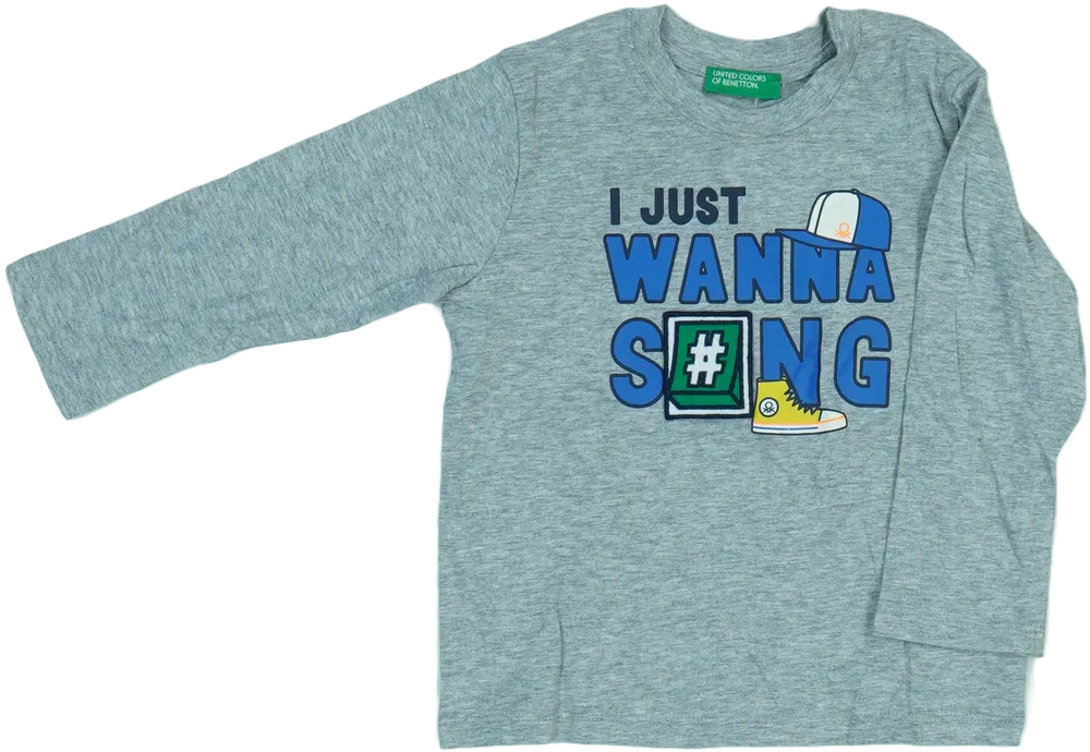 Szürke Benetton Hosszú ujjú felső EU 86 / UK 12-18 hónap / US 18 hónap