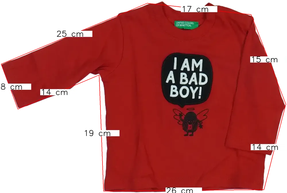 Piros Benetton Hosszú ujjú felső EU 68 / UK 3-6 hónap / US 3-6 hónap