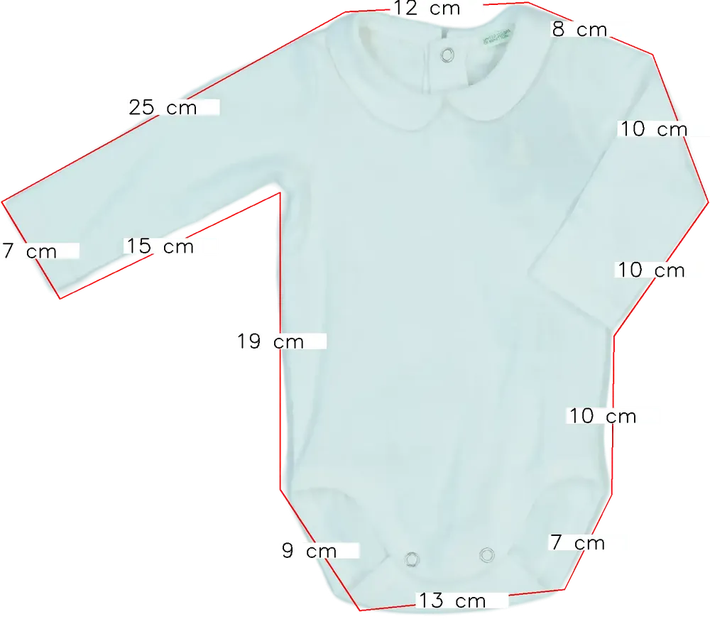 Fehér Benetton Hosszú ujjú body EU 62 / UK 0-3 hónap / US 0-3 hónap