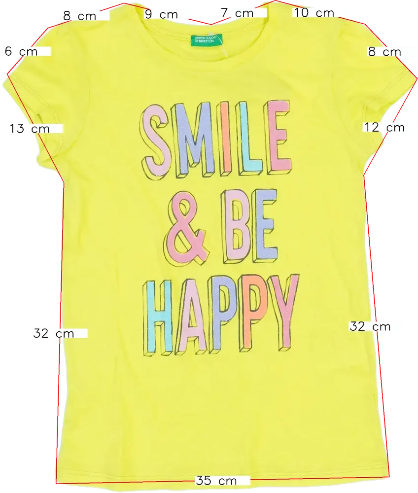 Sárga Benetton Póló EU 128 / UK 8 év / US 8 év/M