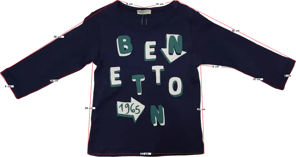 Kék Benetton Hosszú ujjú felső EU 62 / UK 0-3 hónap / US 0-3 hónap