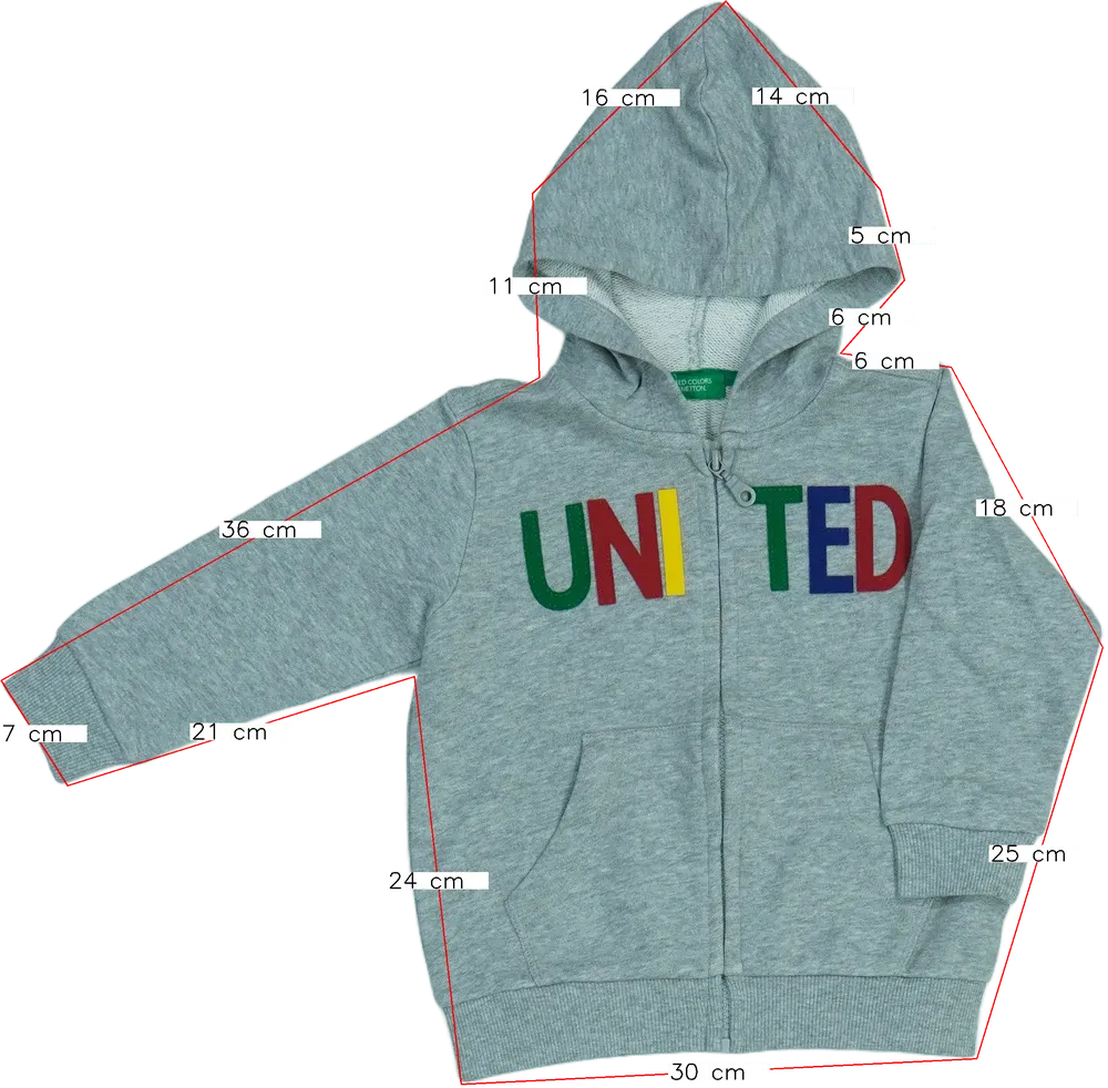 Szürke Benetton Kapucnis pulóver EU 92 / UK 2 év / US 2T