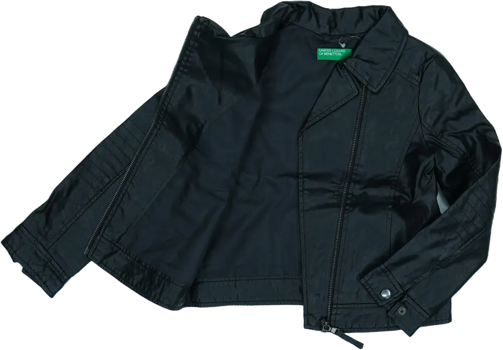 Fekete Benetton Bőrkabát EU 122 / UK 7 év / US 7 év/M