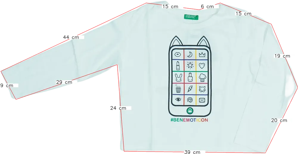 Fehér Benetton Hosszú ujjú felső EU 122 / UK 7 év / US 7 év/M