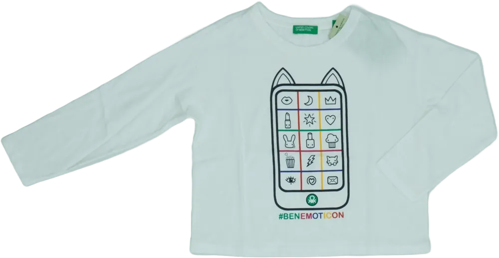 Fehér Benetton Hosszú ujjú felső EU 110 / UK 5 év / US 5 év/XS