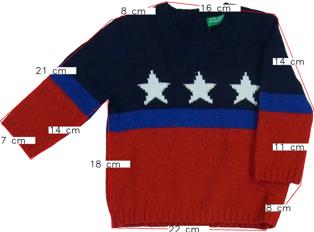 Piros Benetton Kötött pulcsi EU 74 / UK 6-9 hónap / US 6-9 hónap