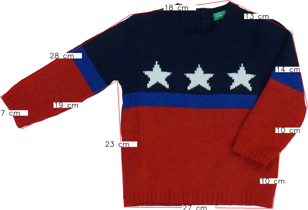 Piros Benetton Kötött pulcsi EU 86 / UK 12-18 hónap / US 18 hónap