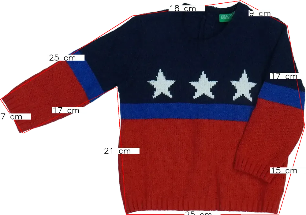 Piros Benetton Kötött pulcsi EU 80 / UK 9-12 hónap / US 12 hónap