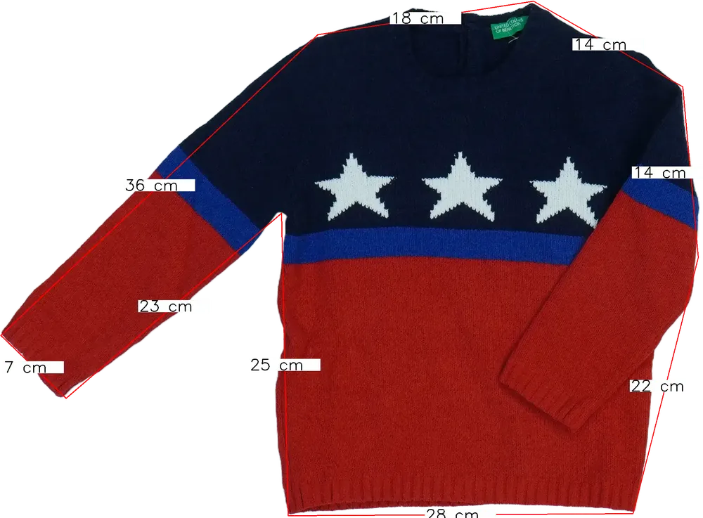 Piros Benetton Kötött pulcsi EU 98 / UK 3 év / US 3T